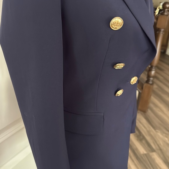 Attentif Paris Elegant Navy Double-Breasted Women's Blazer - Picture 2 of 11